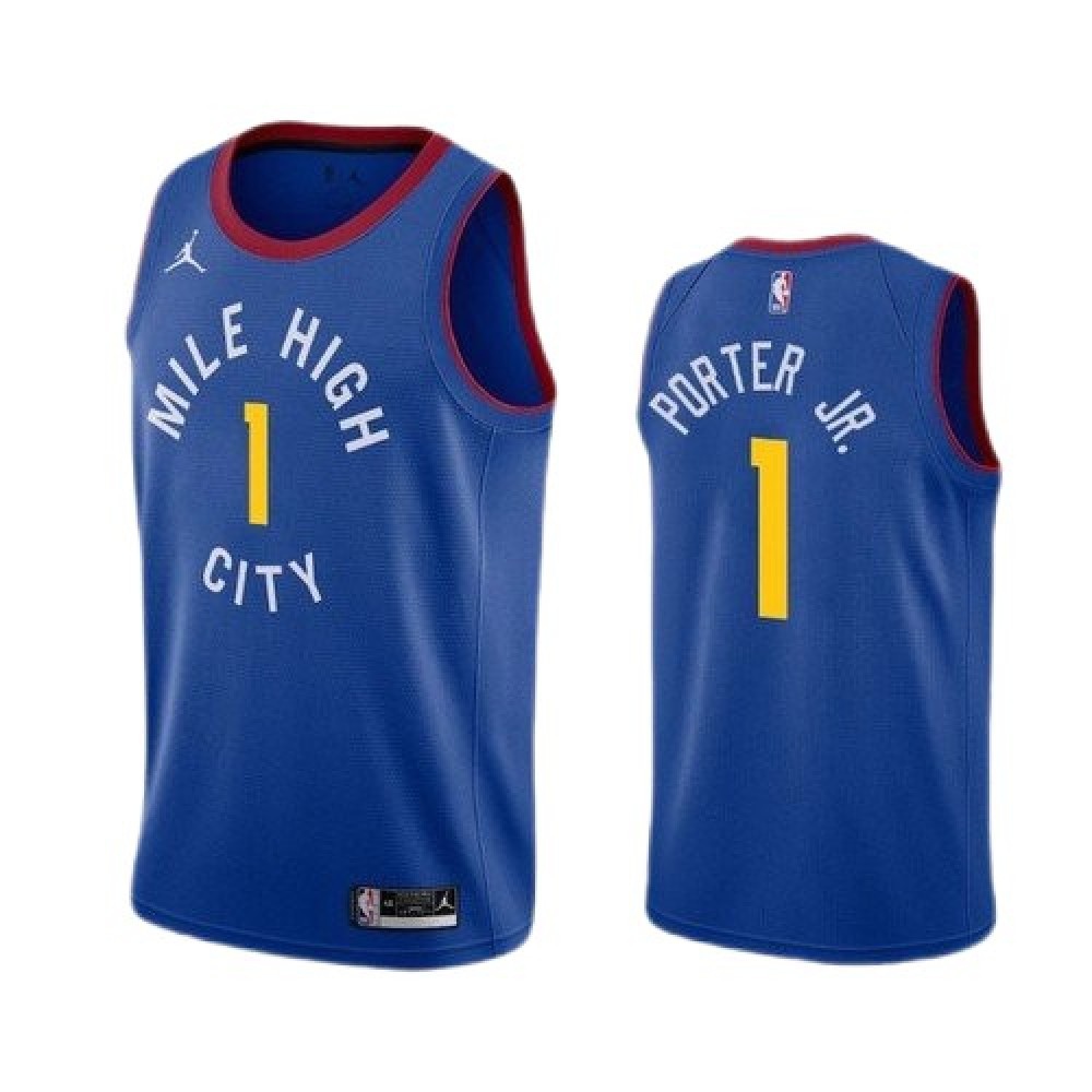 Men's Denver Nuggets Michael Porter Jr. #1 Jordan Blue 2020/21 Swingman Jersey - Statement Edition-Pro Kit Vault | Brand New 26/27 Sports Jerseys